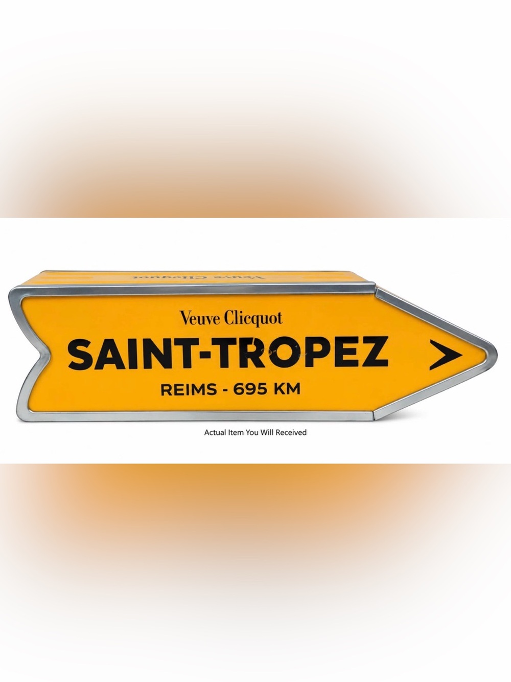 Veuve Clicquot Saint-Tropez Reims 695 KM Arrow Metal Champagne Bottle Tin Case